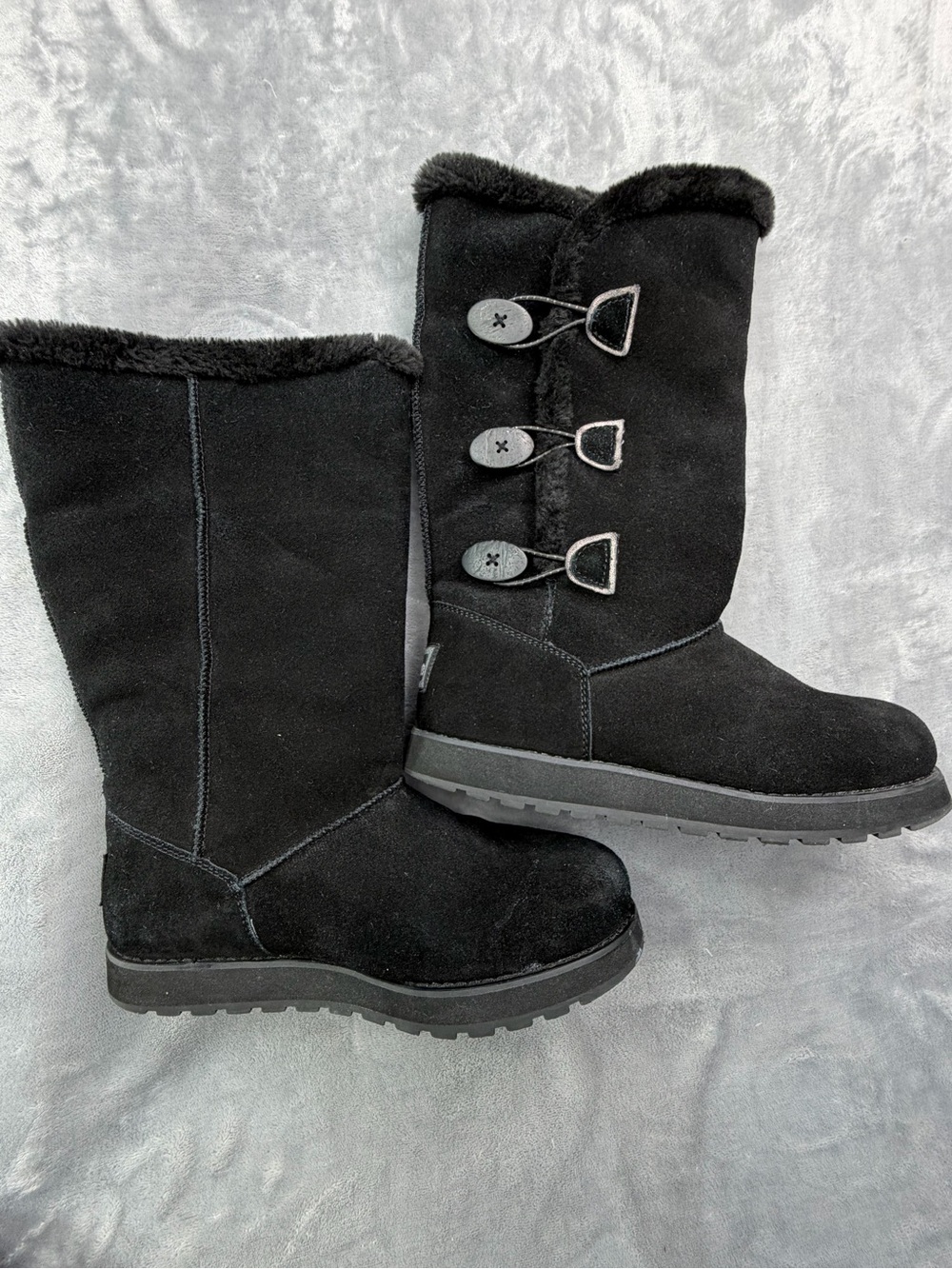 Skechers Black Faux-Suede Mid-Calf Winter Boots Women’s Winter Cozy ShoesFall 8